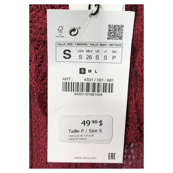 NWT Zara Pointelle Ruffle Collar Sweater - Picture 7 of 7